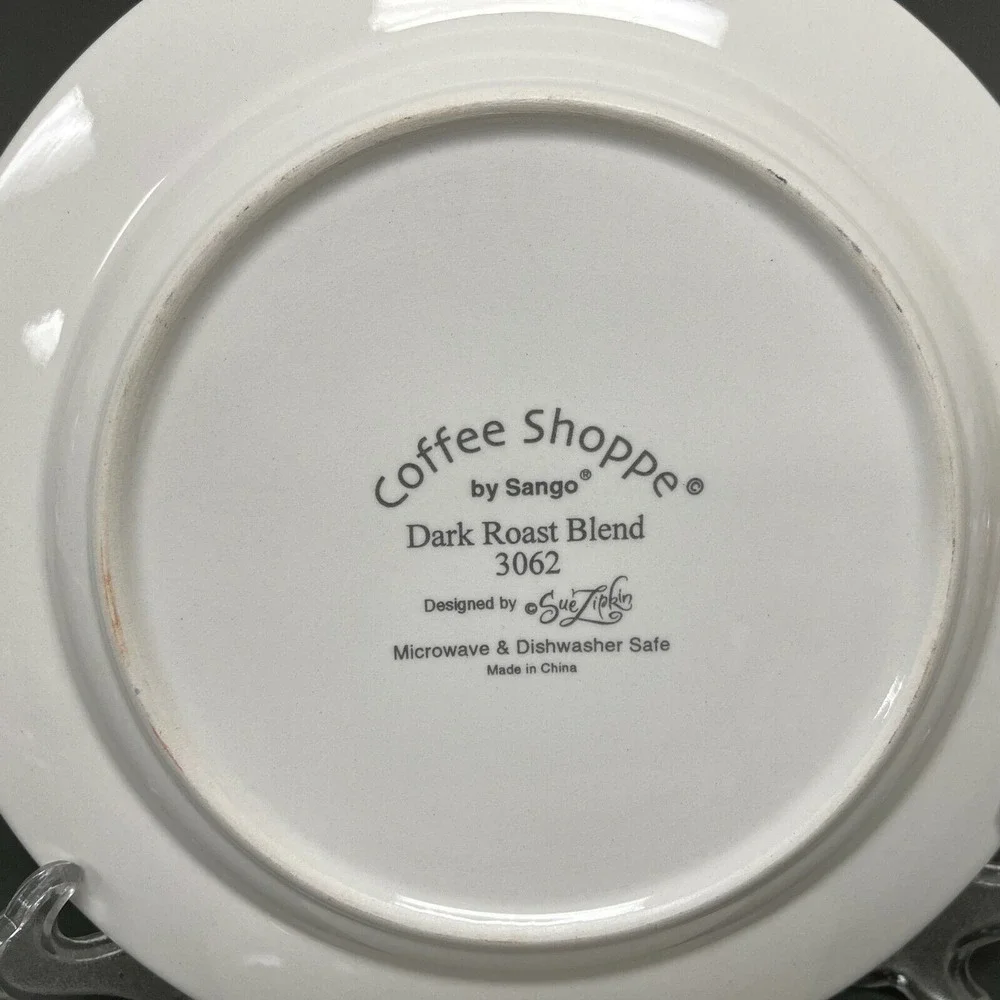 Coffee Shoppe by Sango Salad Plates Sue Zipkin Cinnamon Coffee Dark‎ Roast Blend